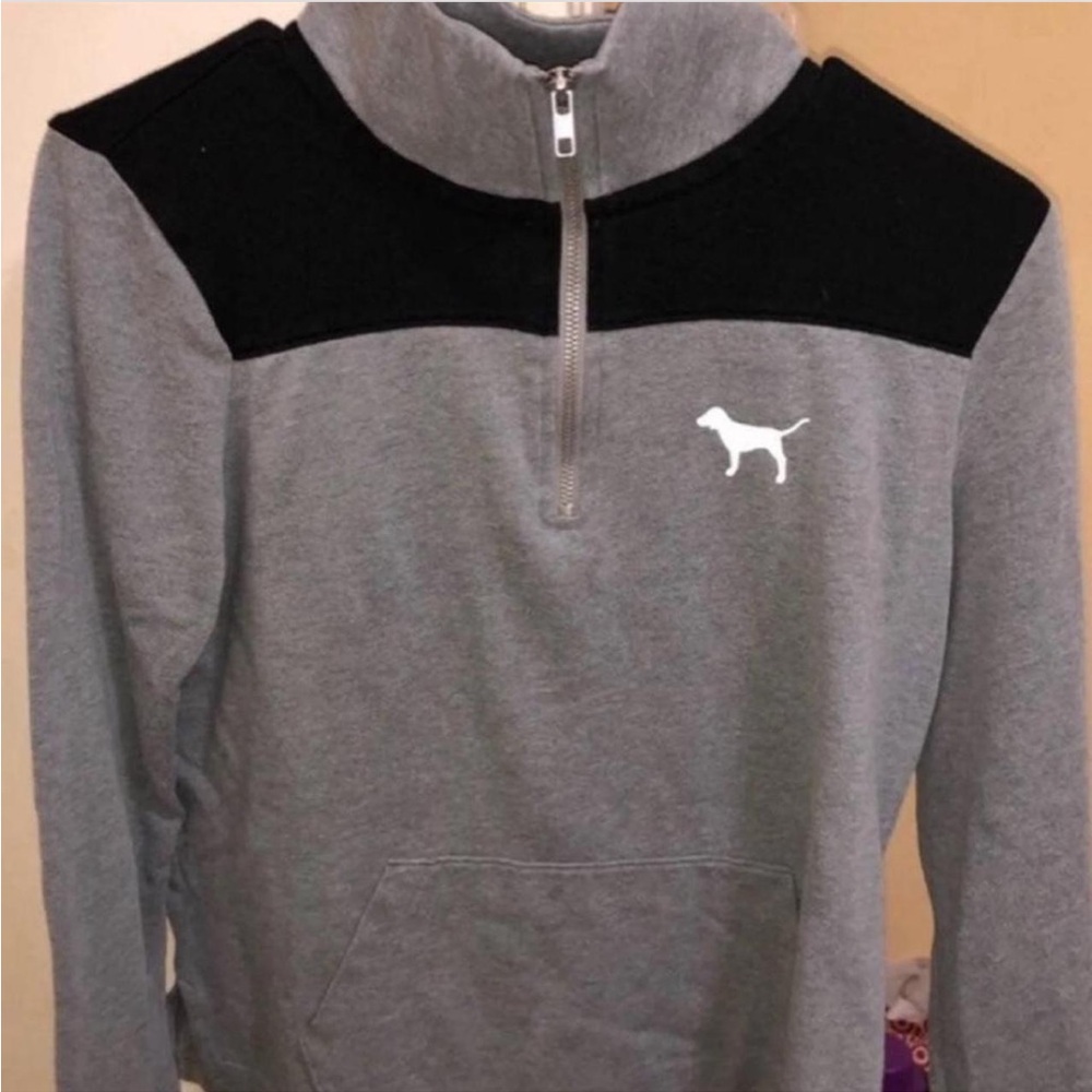 Victoria’s Secret PINK grey quarter zip sweatshirt Size XS